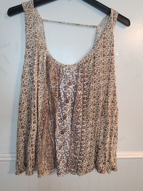 Free People Cream Knit Top with Brown Accents. Oversized